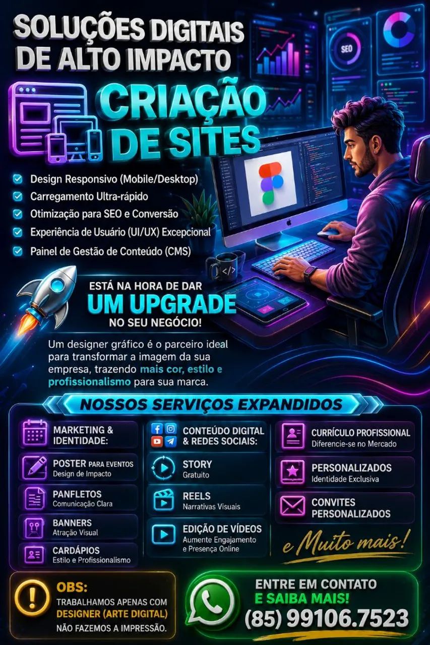 Criação de Sites - Tráfego Pago - Designer Gráfico 