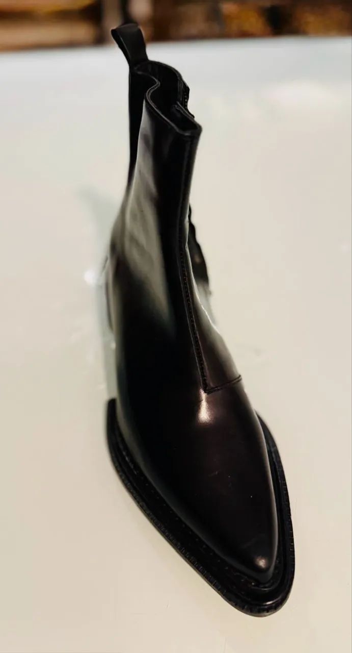 Bota De Couro Animale Preto Liso tam. 35