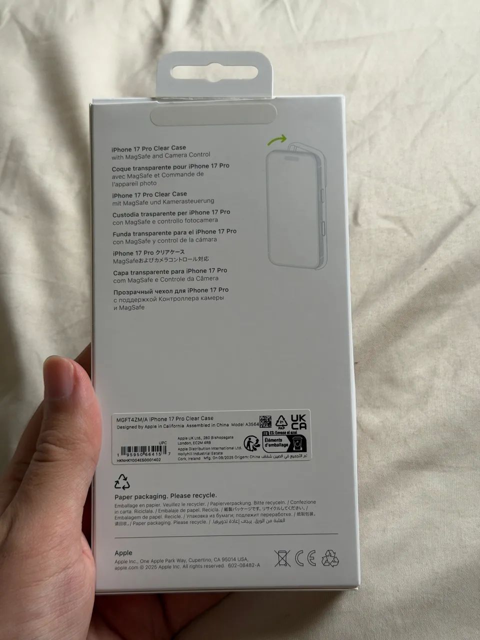Capa Apple Clear Case com MagSafe para iPhone 17 Pro - Transparente