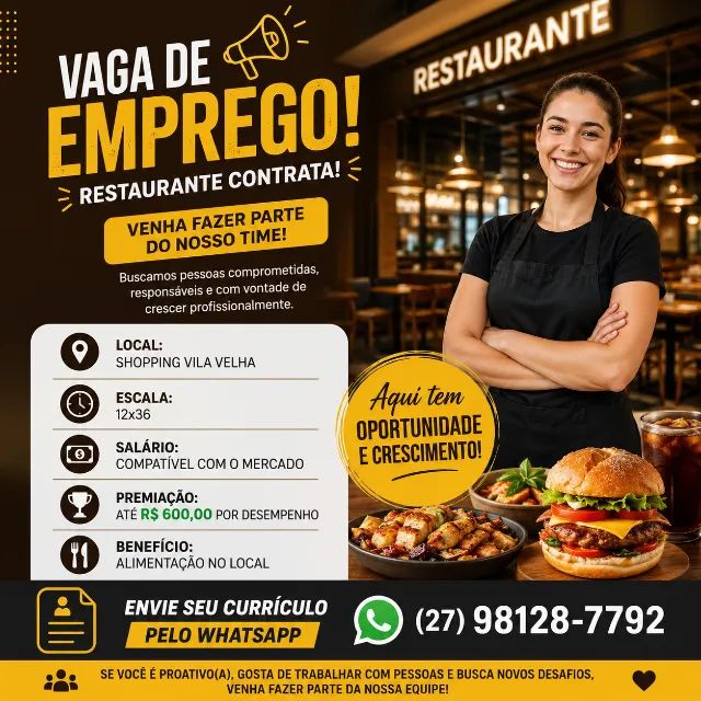 ? ? VAGA DE EMPREGO - ATENDENTE ? 