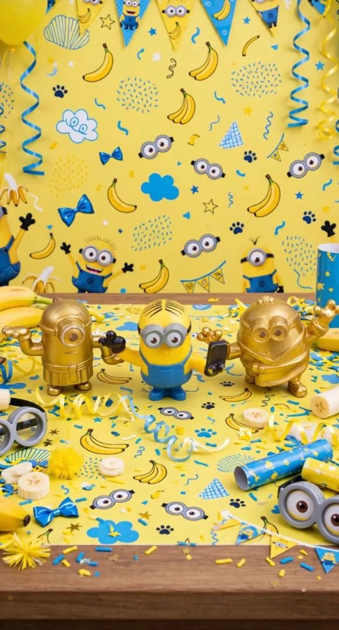 Lote com 3 bonecos Minions McDonald's 