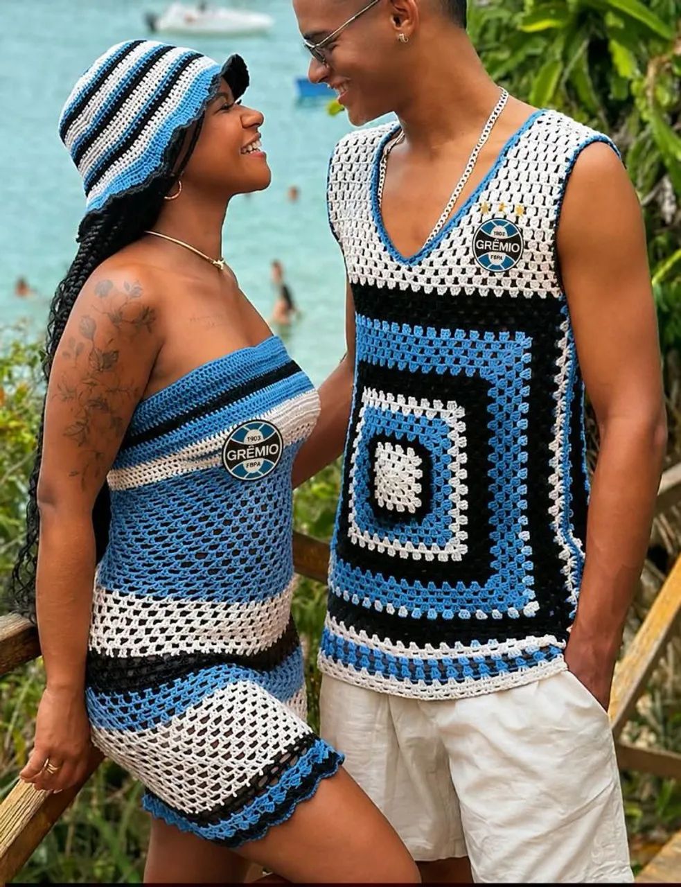 Conjunto blusa e vestido flamengo crochê  - Foto 3