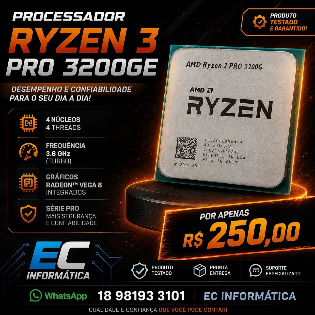 Processador Ryzen 3 Pro 3200ge 
