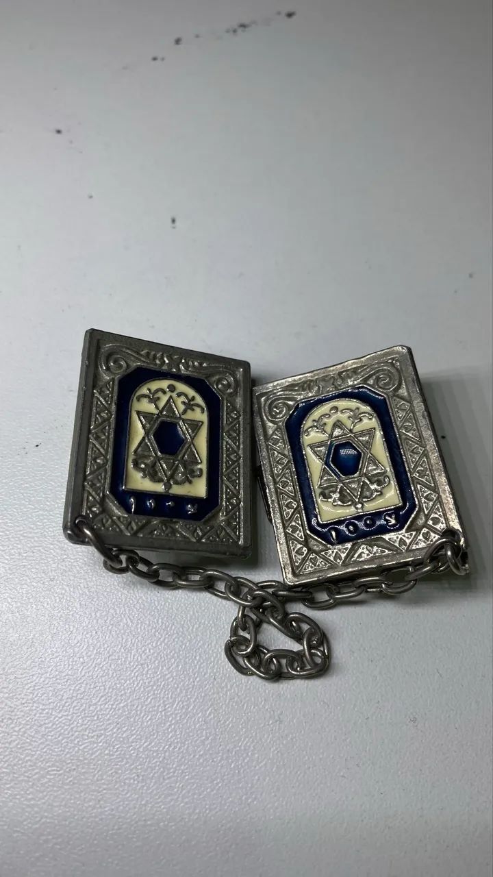 Talit (xale de oração judaico com abotoaduras e bolsa de plástico) - Foto 5