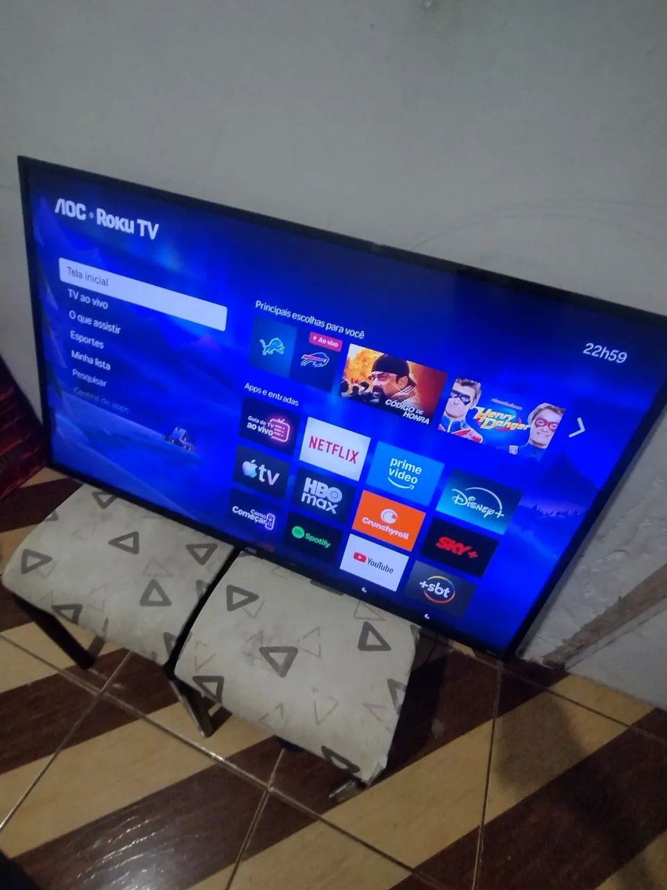  Smart TV AOC 43" Full HD Roku TV