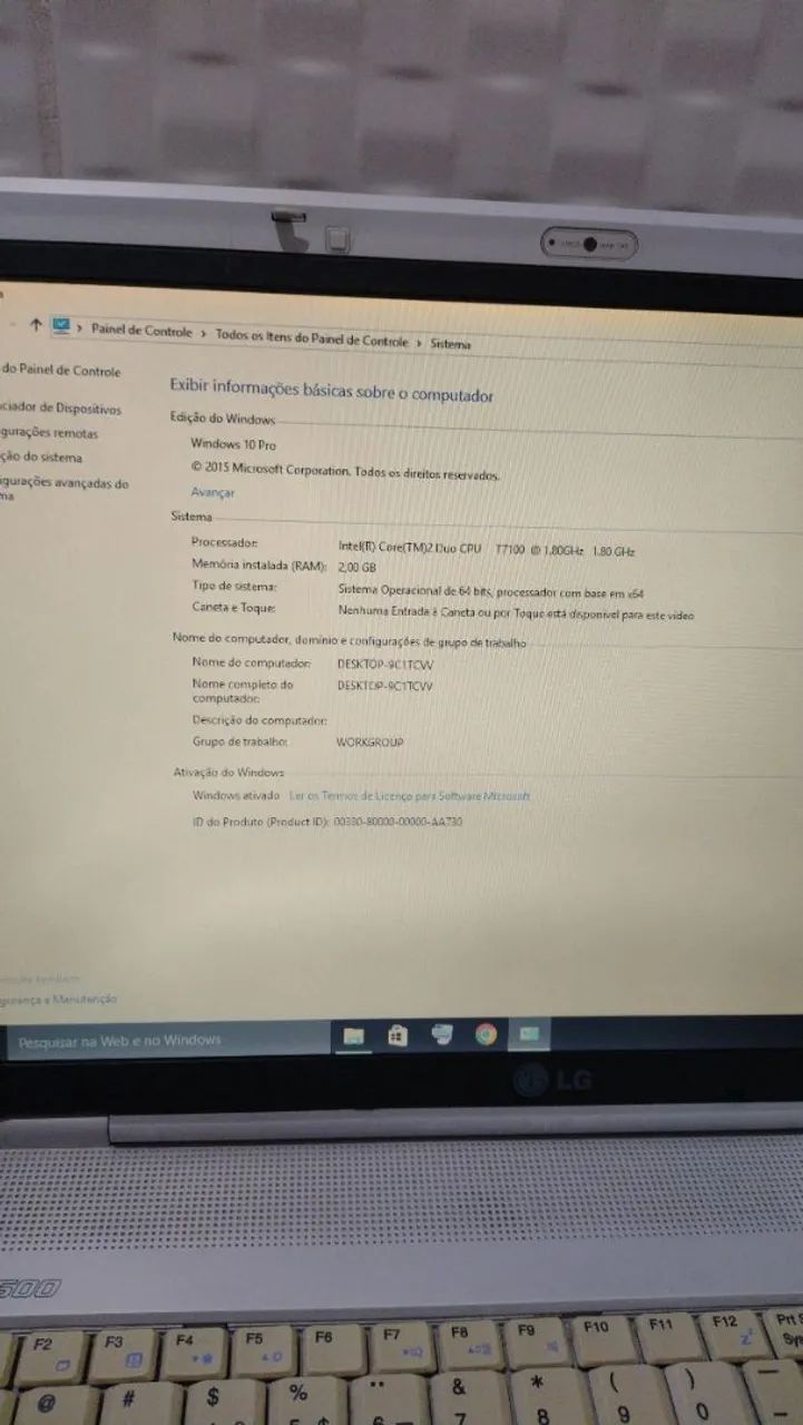 Notebook LG Core 2Duo Windows 10Pro Ativado 2G Telão 16" TOP - Foto 5