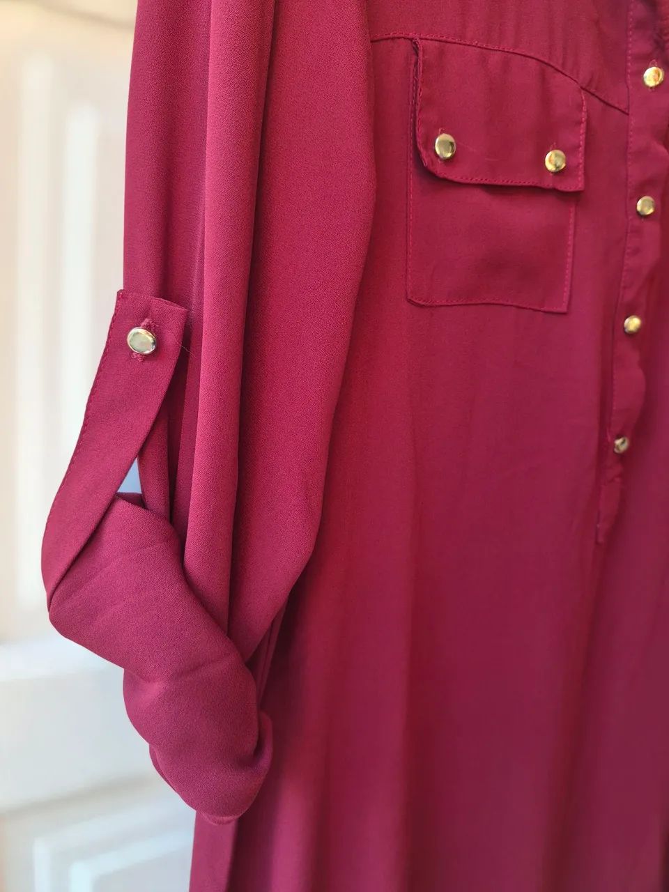 Vestido chemise crepe vinho  - Foto 3