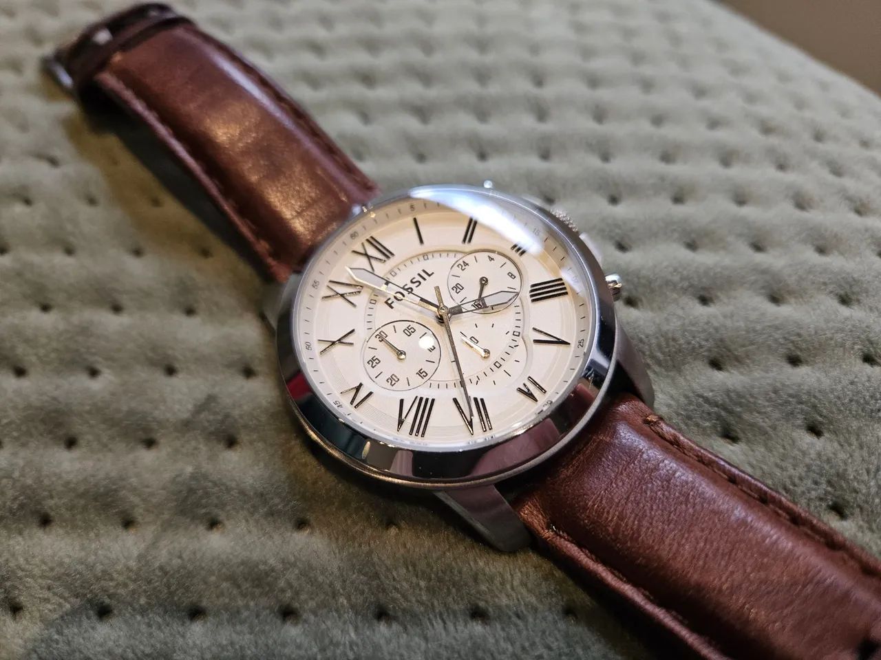 Relógio Fossil Grant pulseira couro 