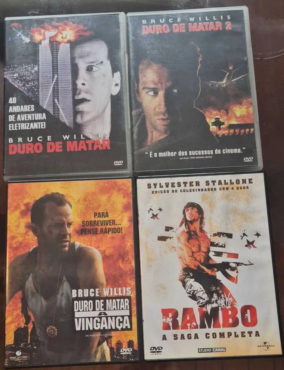 Combo dvds Rambo trilogia e trilogia Duro de Matar