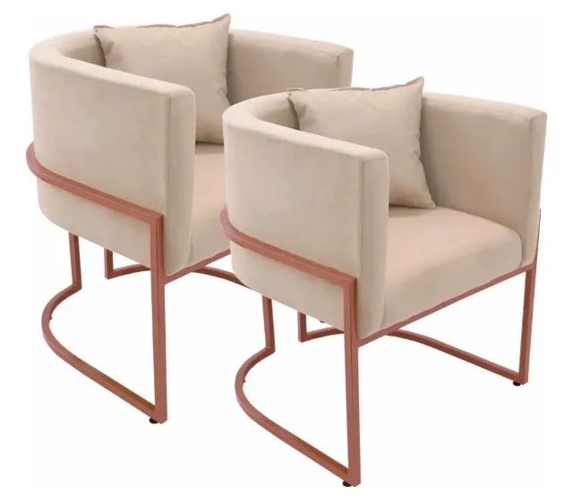 Conjunto de Poltronas - Bege com ferro rosê 