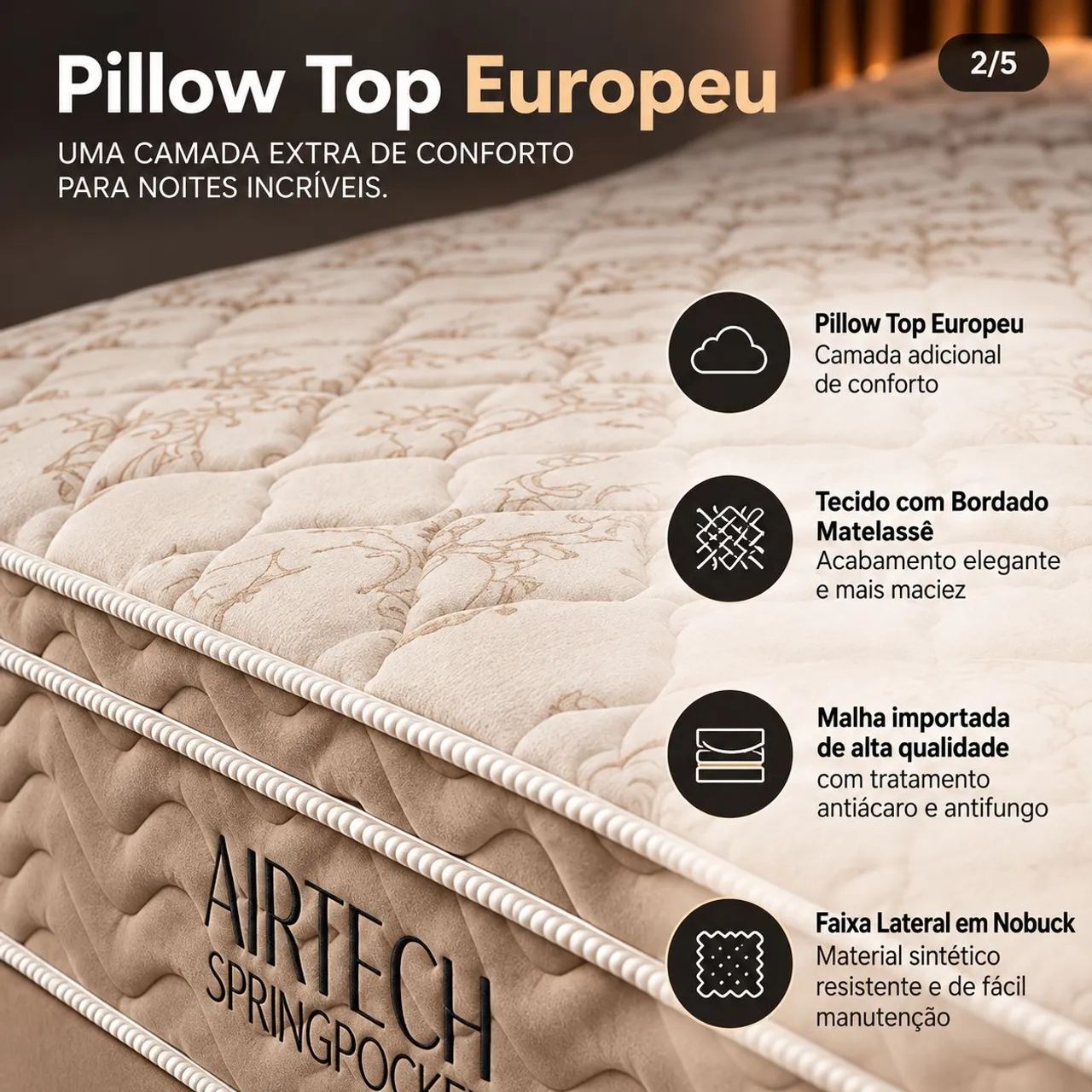 Cama Box Queen + Colchão Molas Ensacadas Airtech | 1,58x1,98 - Foto 2