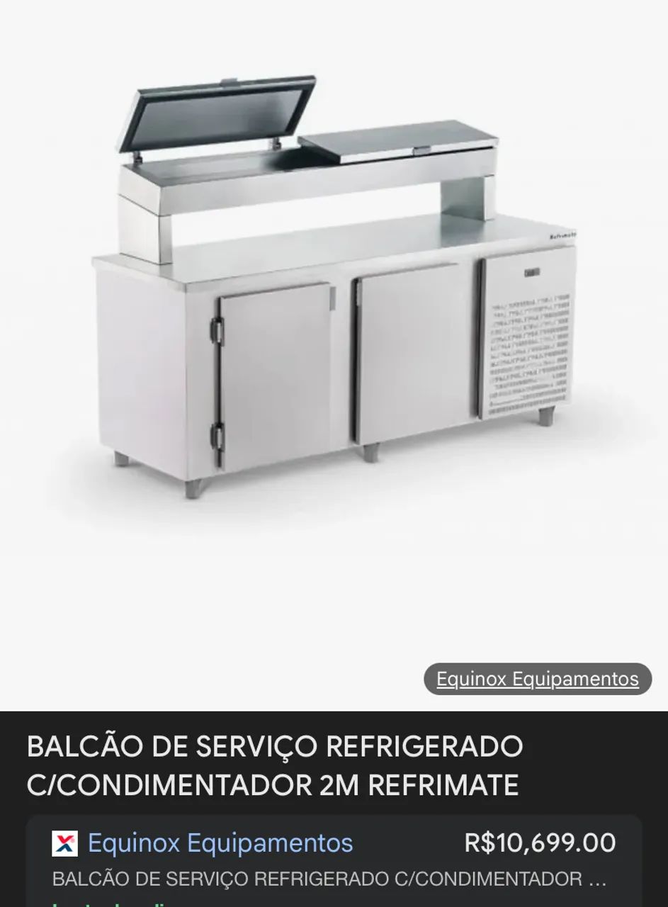 Balcão de serviço Refrigerado 2 portas com cubas 