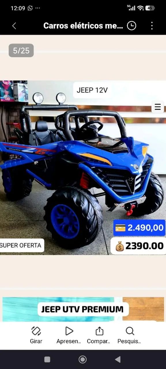 Carro elétrico 12 volts 