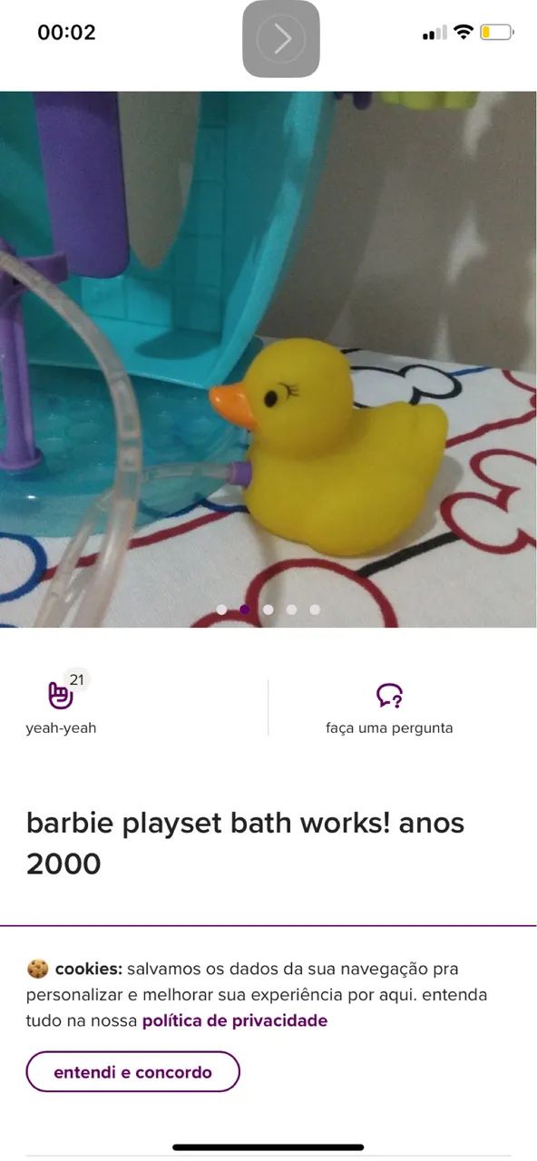 Acessórios da Barbie, patinho e chuveiro 