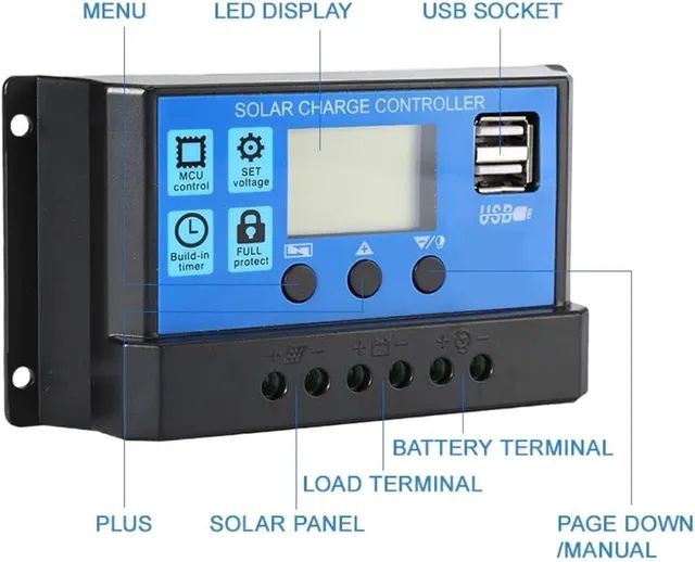 Controlador de Carga Solar PWM 20A 12V/24V modelo RBL-20A marca Ysmart Tech - Foto 3