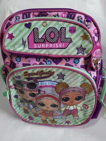 R$79,99 kit mochila infantil mochila escolar lol reforçada novo linda 40x36x15cm
