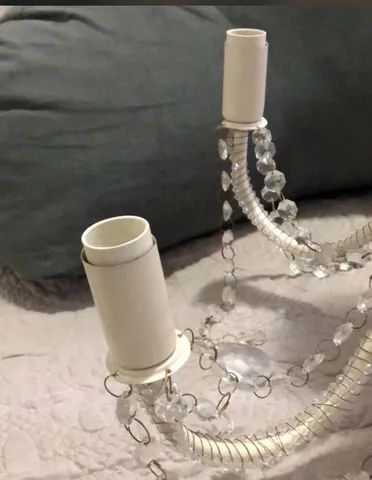 lustre de cristal tok stok, de ferro pintado branco - Foto 2