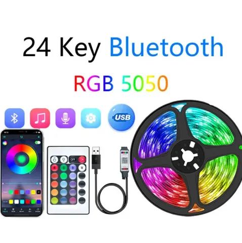 Fita de led RGB de 5 metros controle e aplicativo 