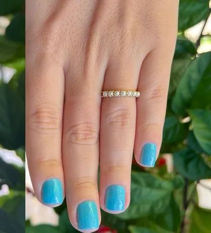 Anel Meia Alianças de Pérolas 3 mm Ouro 18 Kilates Peso 1.60 Gramas  - Foto 3