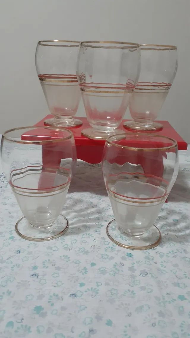 Taças  baixas para bebidas  5 peças  conservadas  - Foto 5