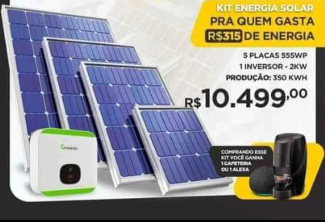 Kit Energia Solar 280 kWh - R$8.299,00 - Foto 2
