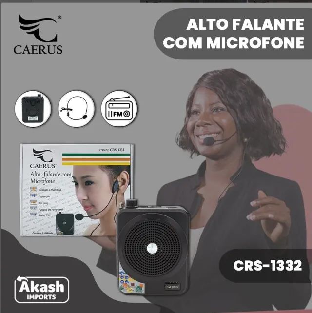 alto falante  azul com microfone crs-1332 caerus azul - Foto 3