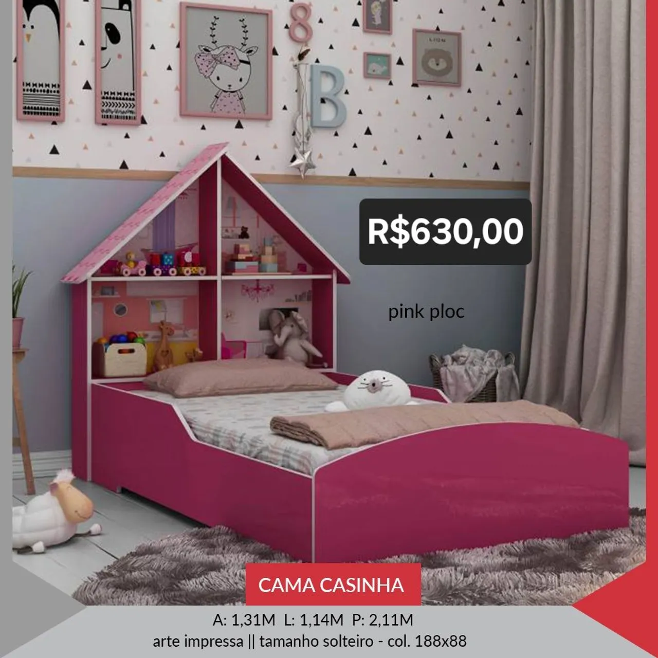 Cama Casinha Infantil - Solteiro - R$630,00