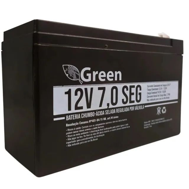 Bateria Selada 12V para alarme e cerca elétrica Green