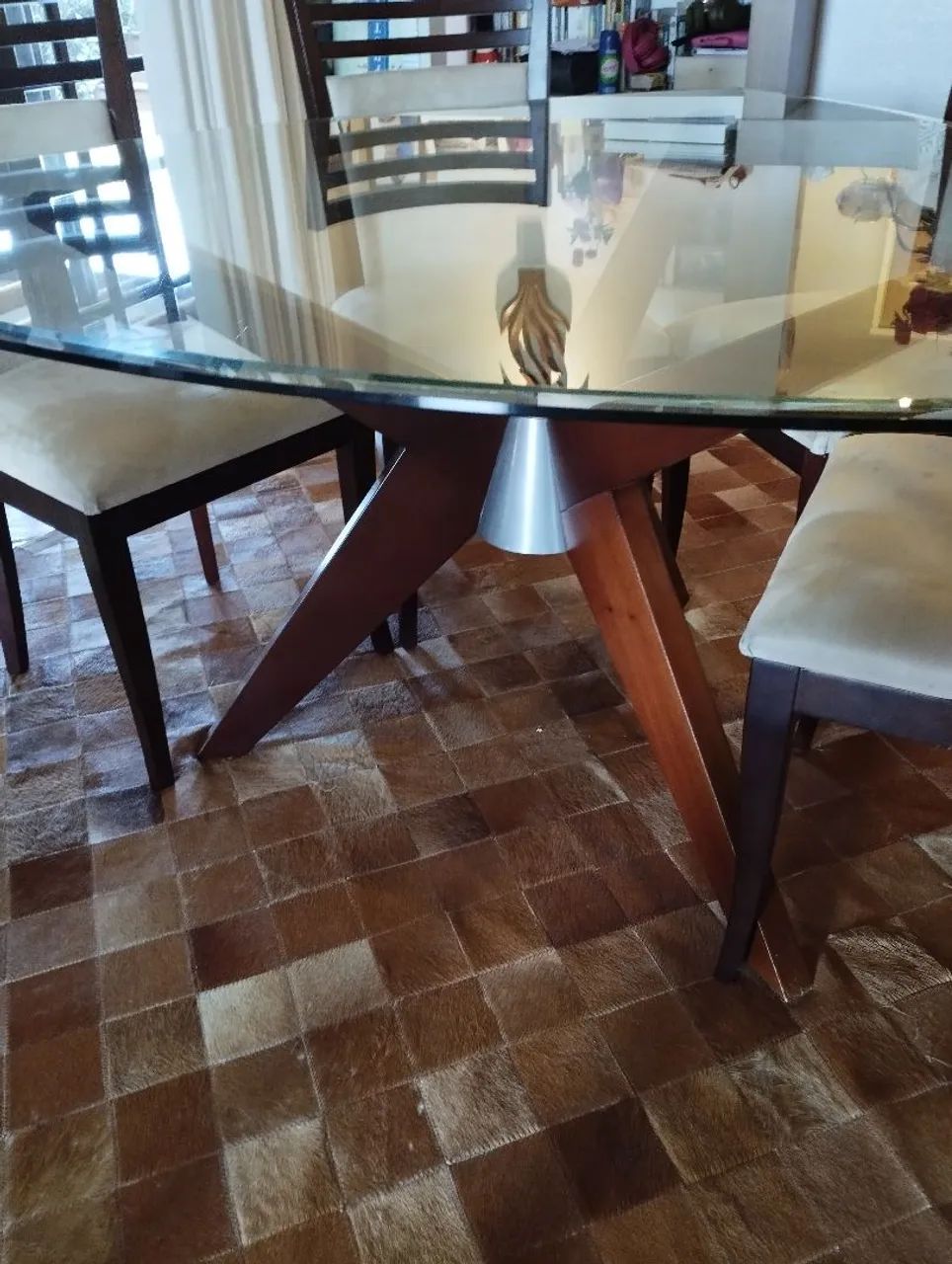 Mesa de Jantar  de Vidro com 6 Cadeiras64307305654146125