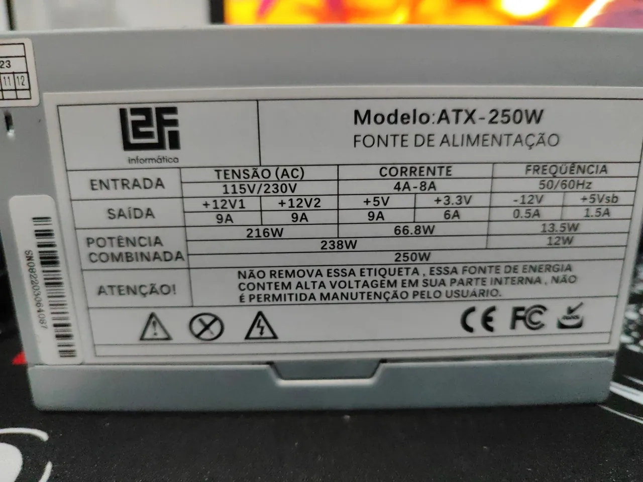 Fonte de Alimentação ATX 250W - LEF