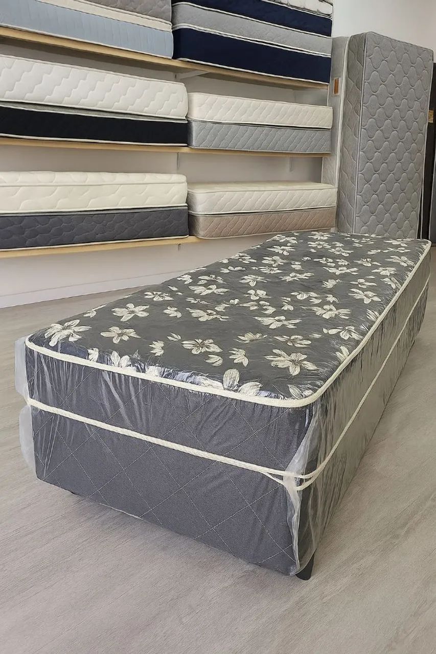Cama box solteiro preta Vai com os pé 