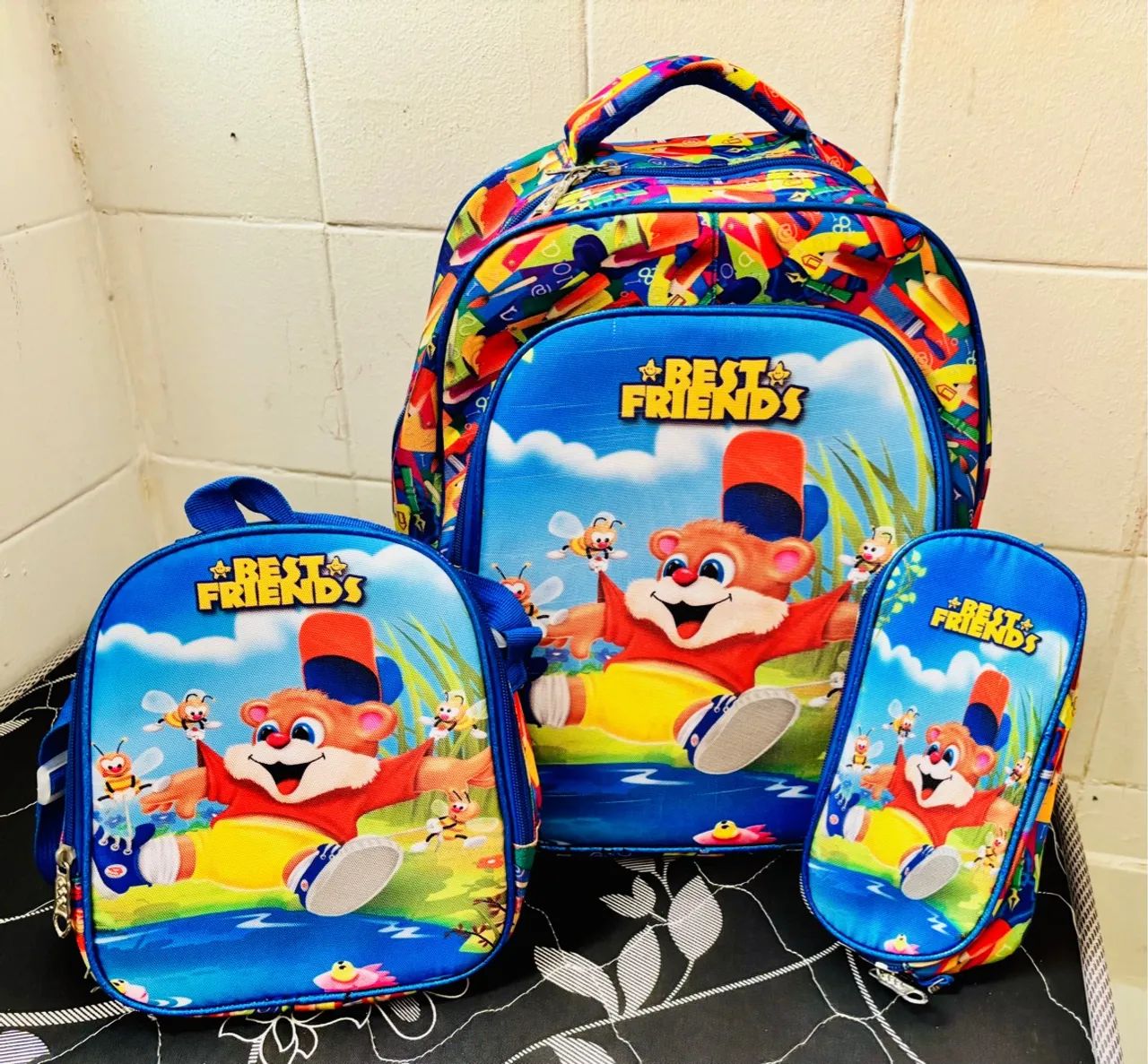 Kit Mochila, Lancheira e Estojo Best Friends Ursinho