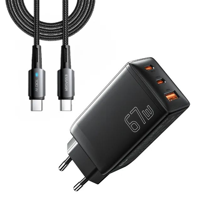 Carregador 67w com Cabo Usb-C Essager Ideal Para Steam Deck
