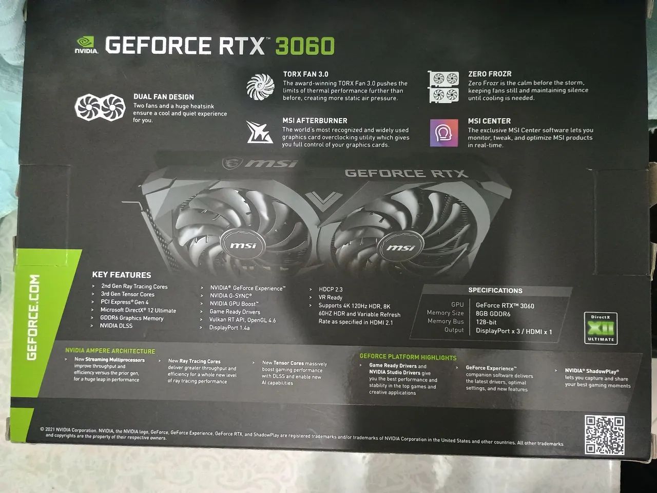 Placa de Vídeo GeForce RTX 3060 8GB GDDR6 MSI
