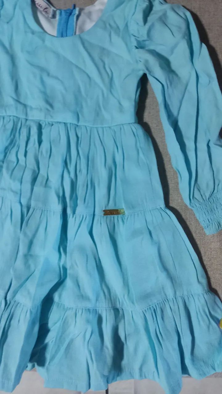 Vestido Azul Bebê Infantil (tamanho 1) - Foto 2