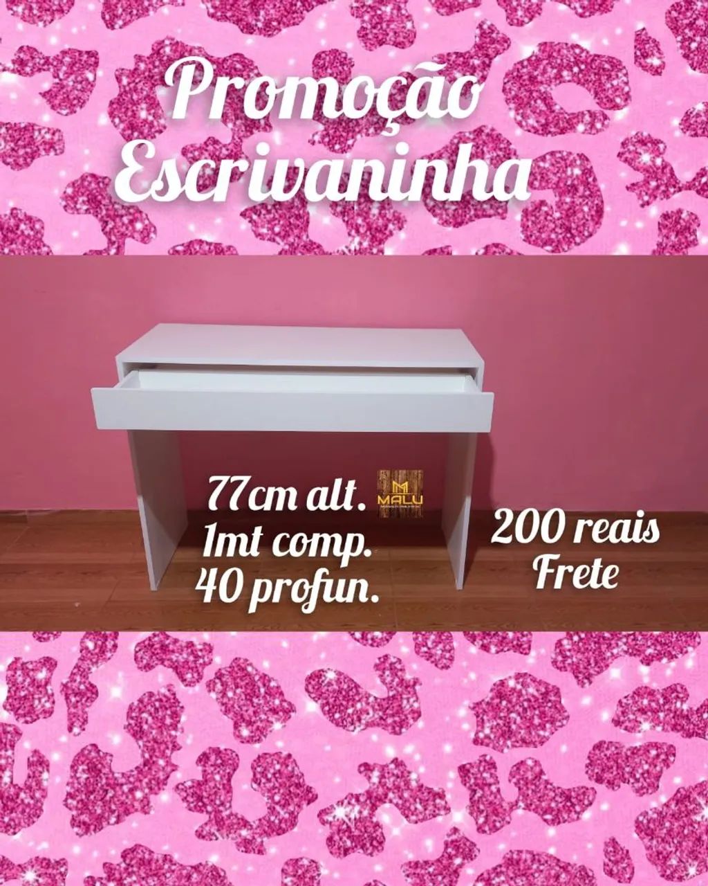 Escrivaninha branca 77cm alt. 1mt comp. 40 profun.