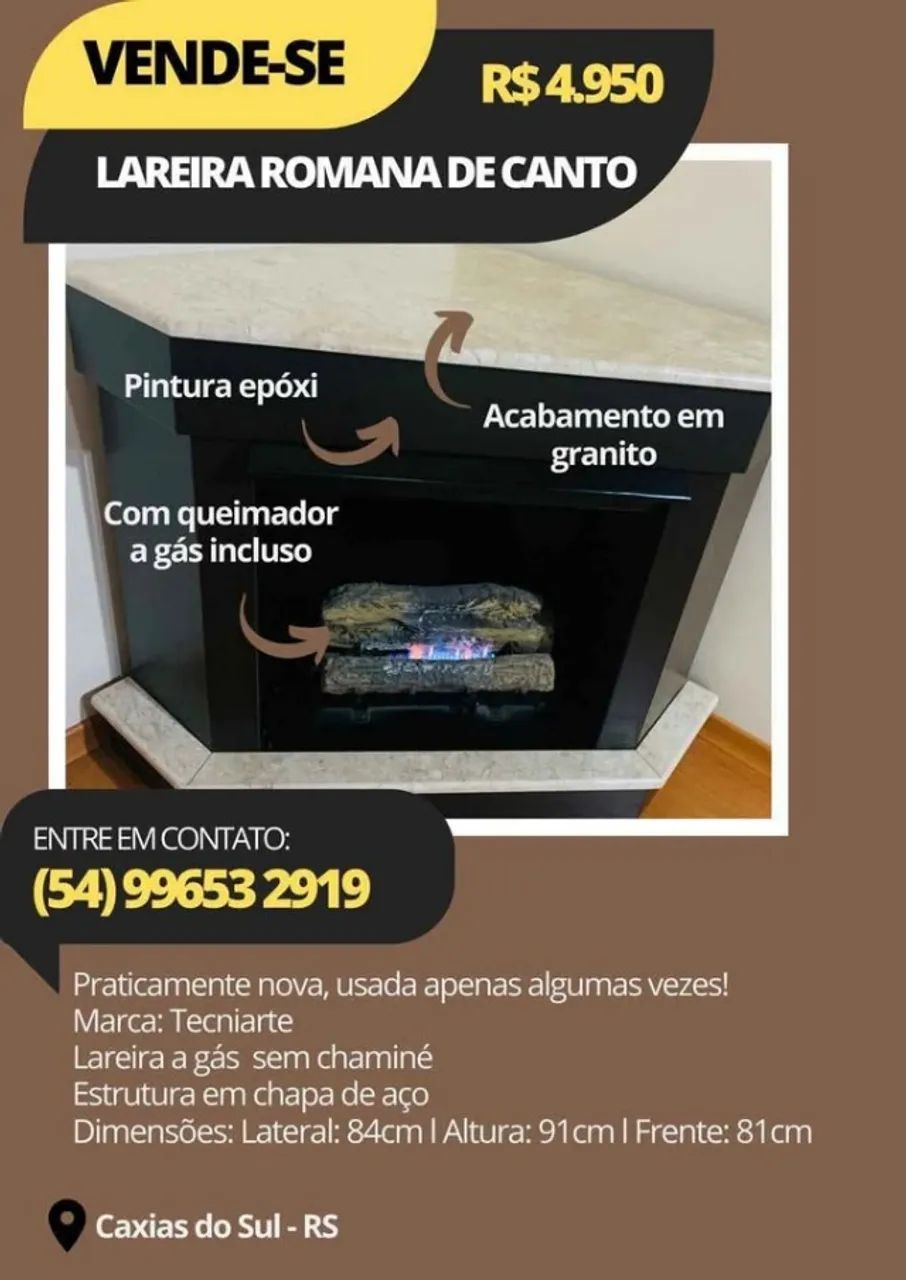 vendo lareira a gas pouco uso