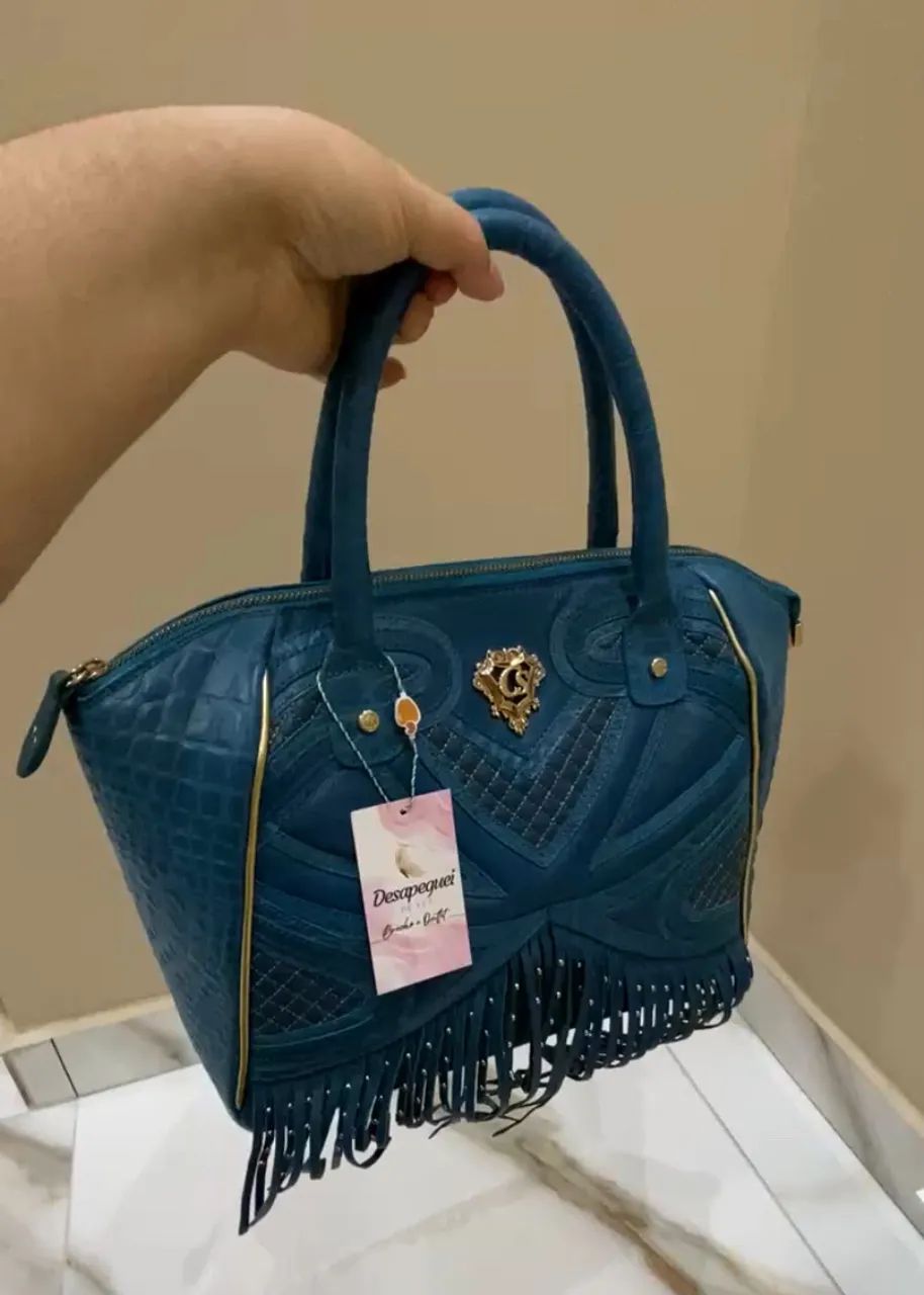 Bolsa Azul Carmen Steffens Franjas  - Foto 2