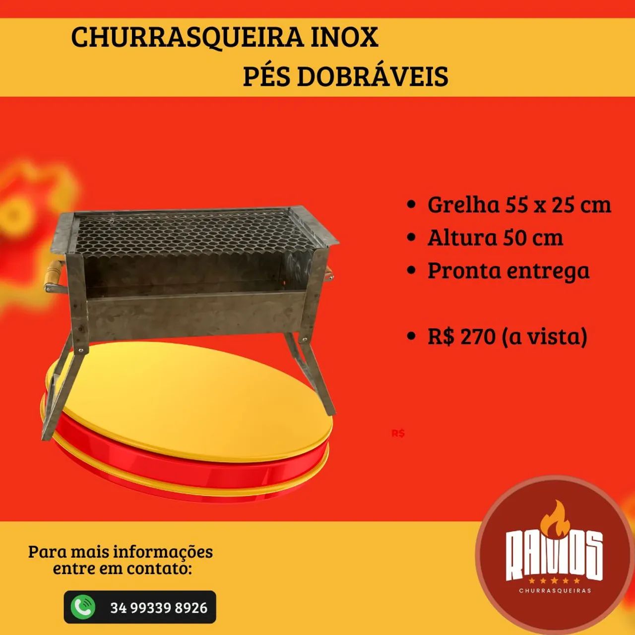 Churrasqueira portátil em INOX - Foto 4