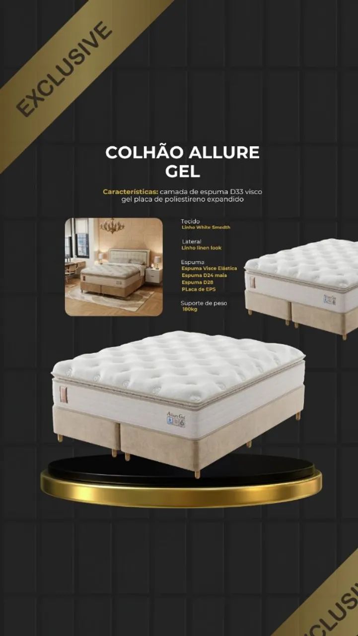COLCHÃO E BASE SOLAR ALLURE GEL POCKET 65704323577729122