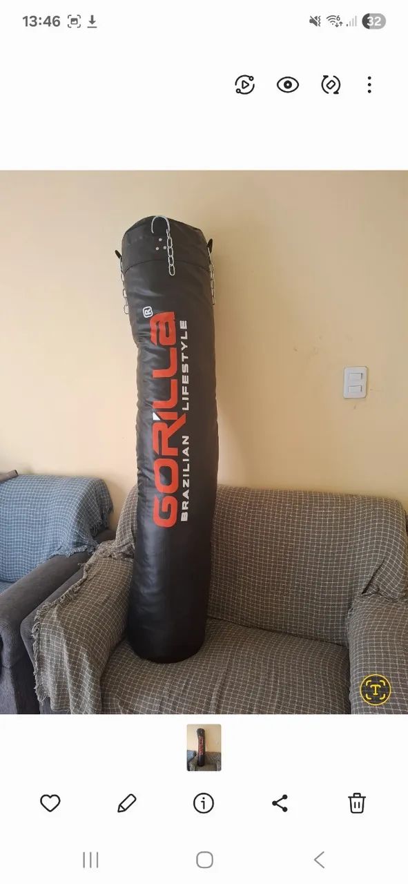 Saco de pancada gorilla já cheio, novo! 1,60m - Foto 2
