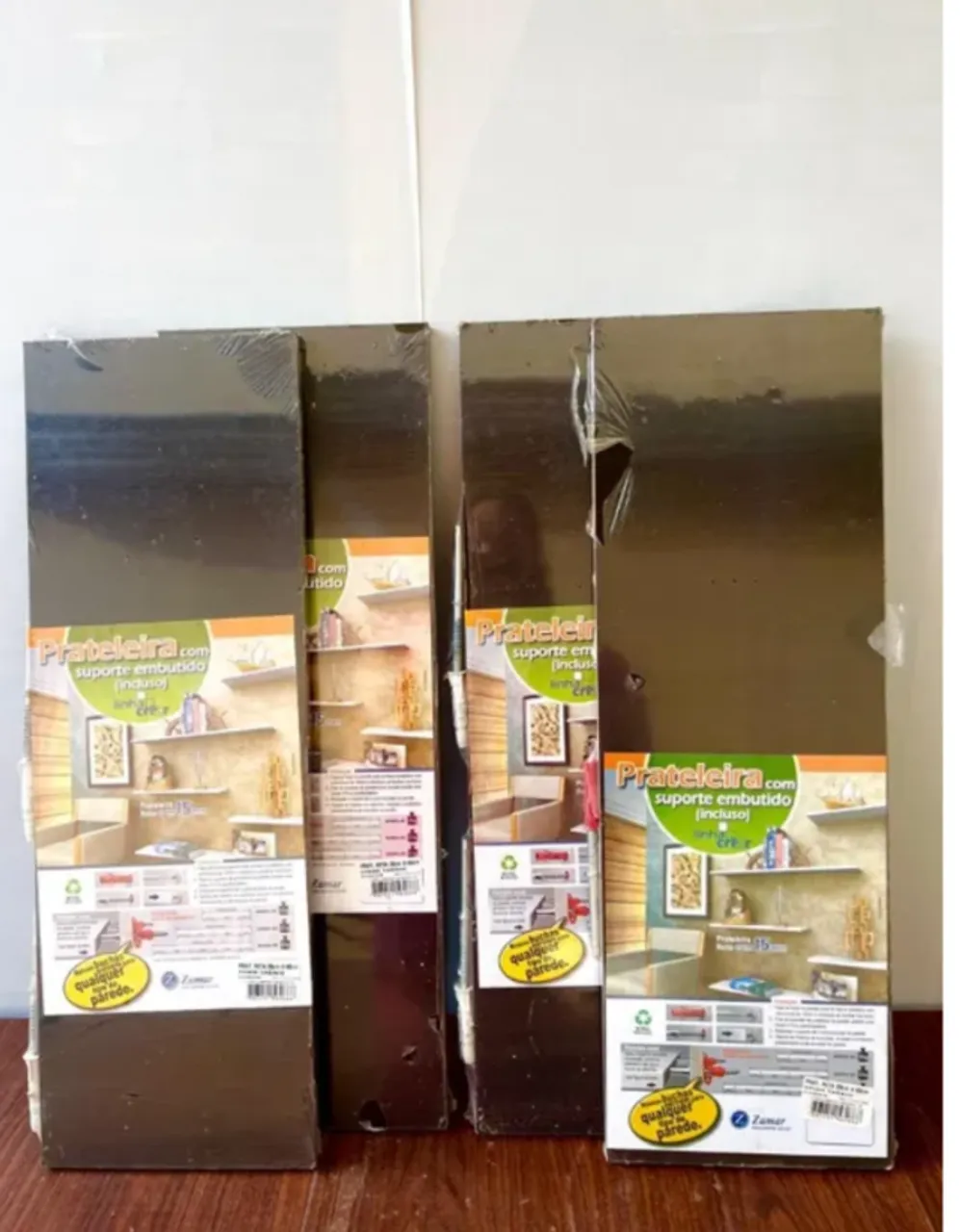 Kit 4 Prateleiras NOVAS com suporte embutido (Tabaco)