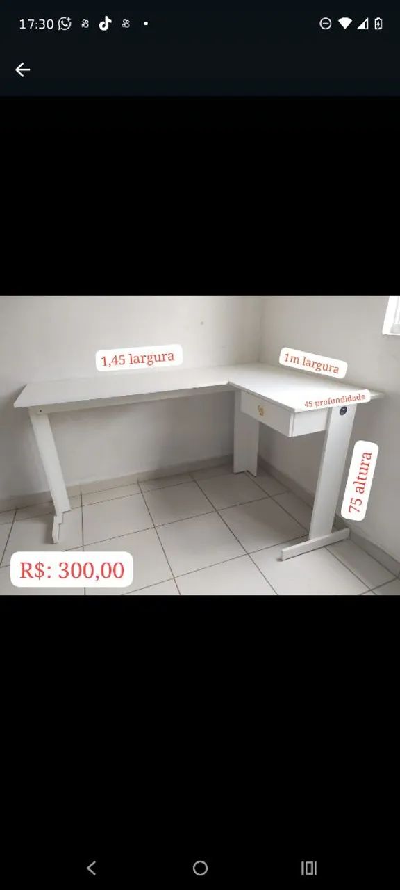 Gd soluções móveis planejados Mesa de Escritório em L branca - Foto 5