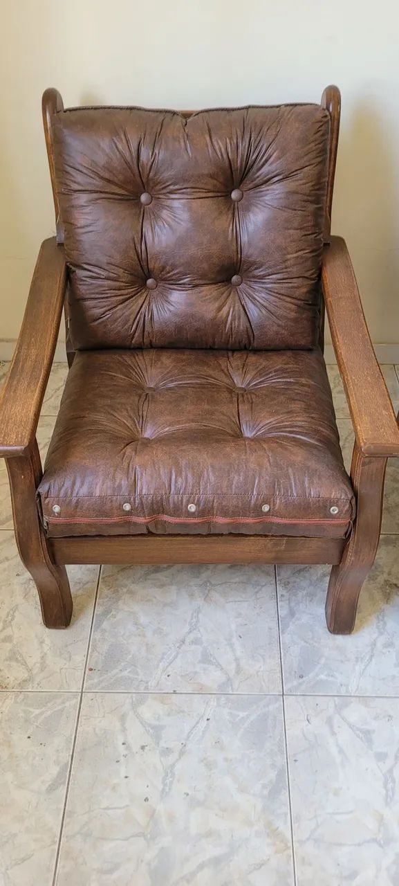 Sofá conjunto de Couro Vintage 3/2 Lugares - Foto 5