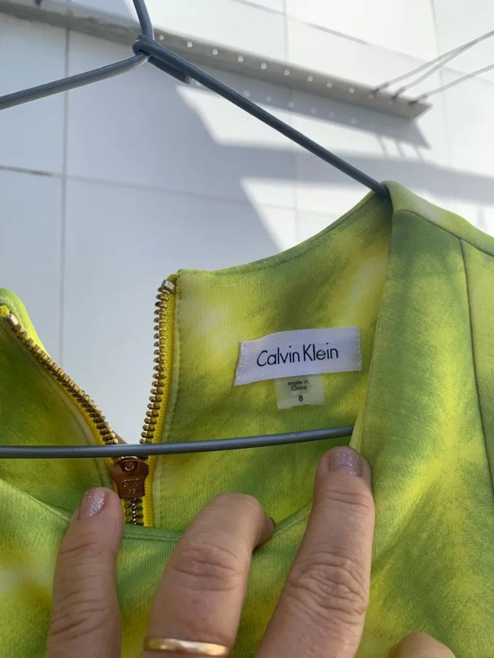 Vestido Calvin Klein Verde com Estampa Geométrica - Foto 3