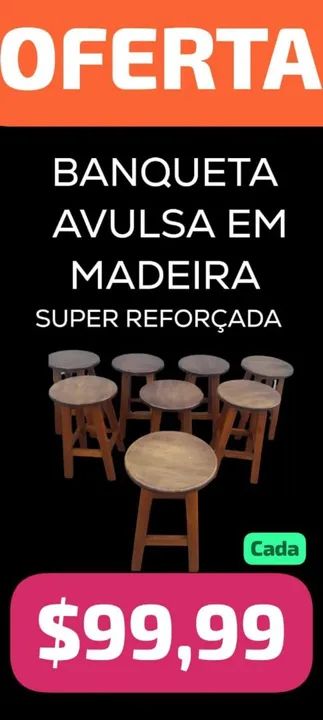 Banqueta Avulsa em Madeira - Super Reforçada
