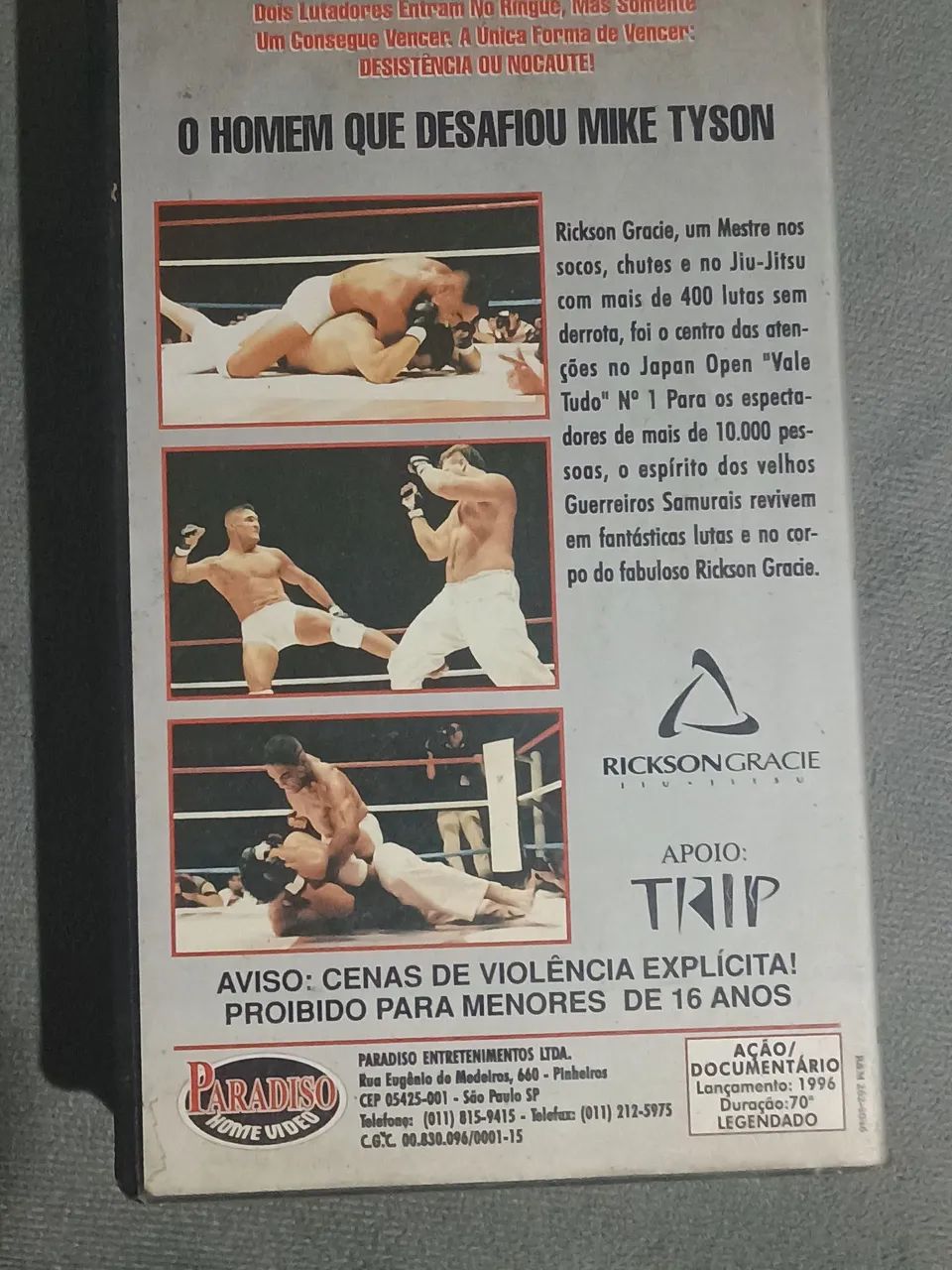 Rickson Gracie Japan open vale tudo 94 fita VHS - DVD, Blu-Ray e