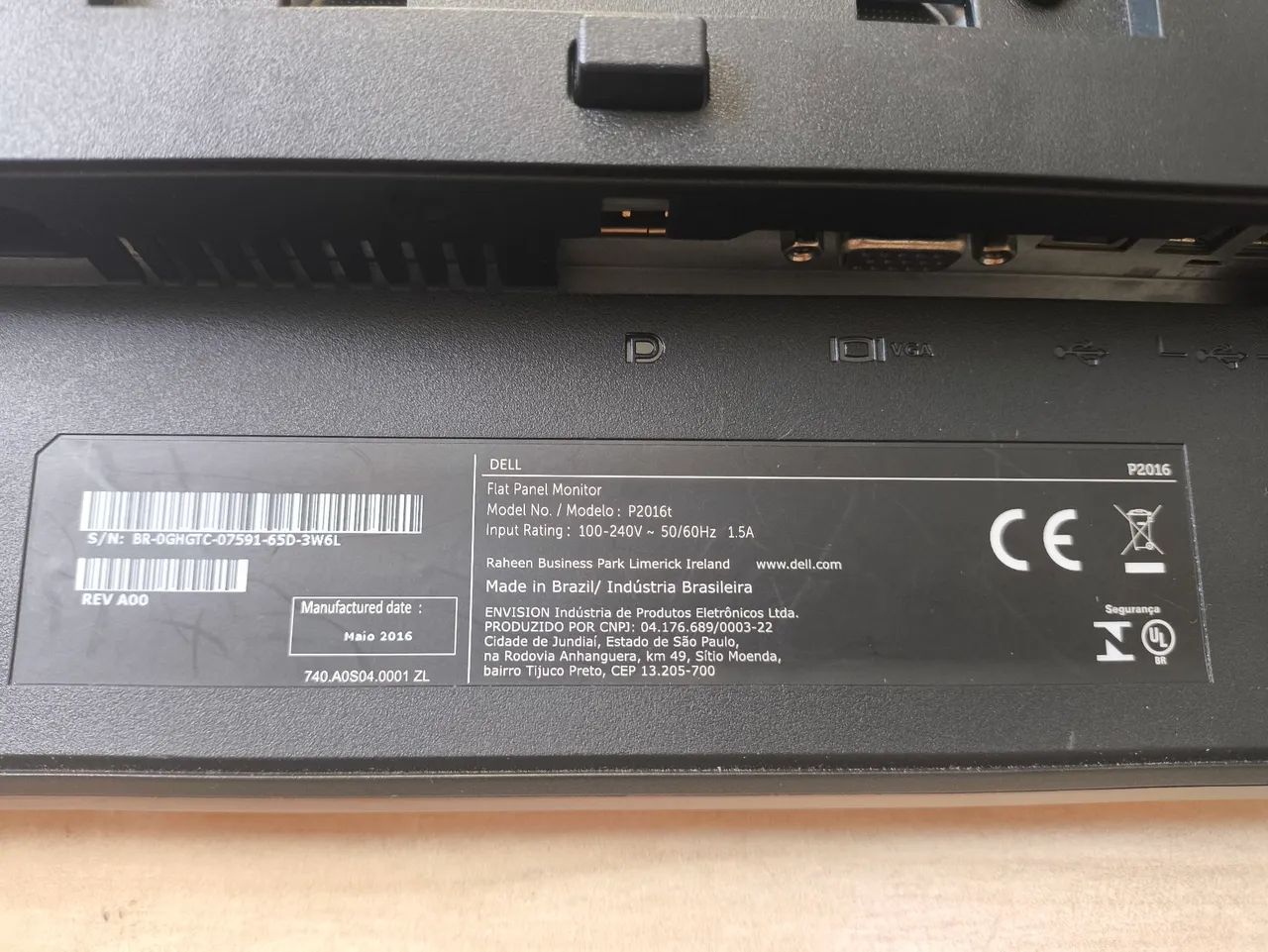 Monitor Dell 19,5 P2016t Led TELA DANIFICADA<br> - Foto 5