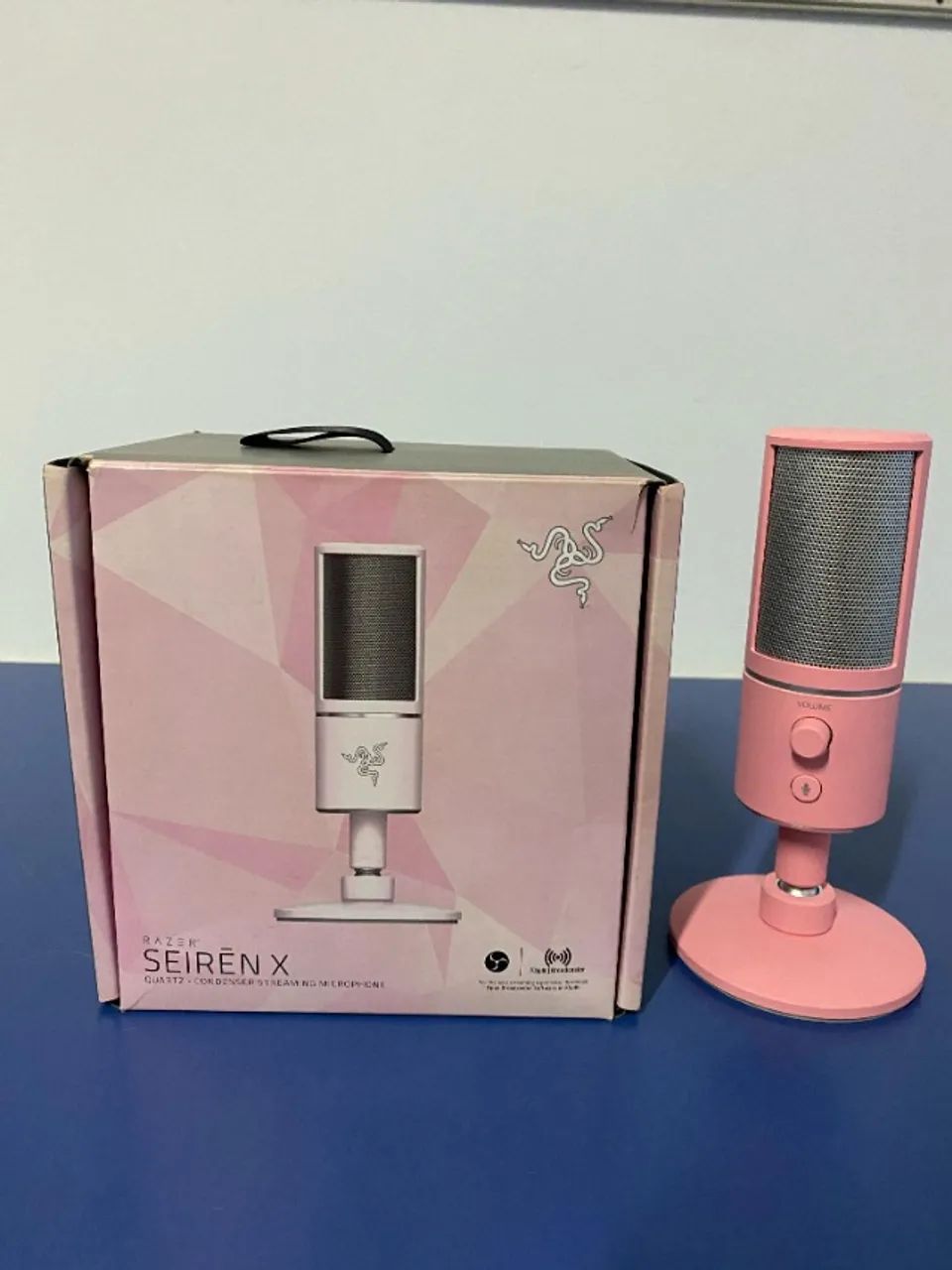 Microfone Gamer Razer Seiren X Quartz Pink Rosa Para Podcast USB Pink RZ19-02290300 - NOVO - Foto 2