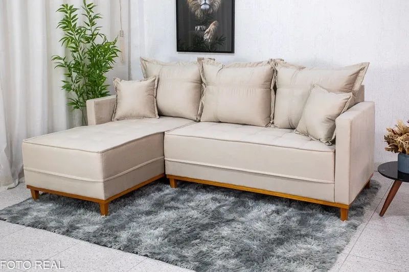 Sofá 3 Lug. C/Chaise Lado Esquerdo Veludo Larg. 2.30m - Molas Ensacadas